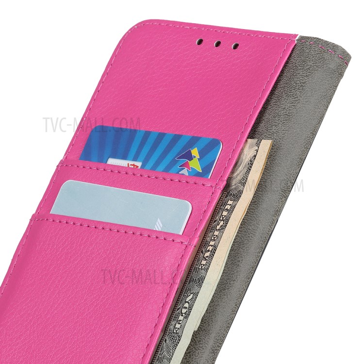 Litchi Skin Magnetic Leather Stand Case for Samsung Galaxy A22 4G (EU Version) - Pink-10