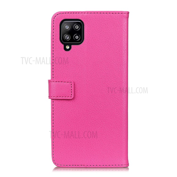 Litchi Skin Magnetic Leather Stand Case for Samsung Galaxy A22 4G (EU Version) - Pink-7