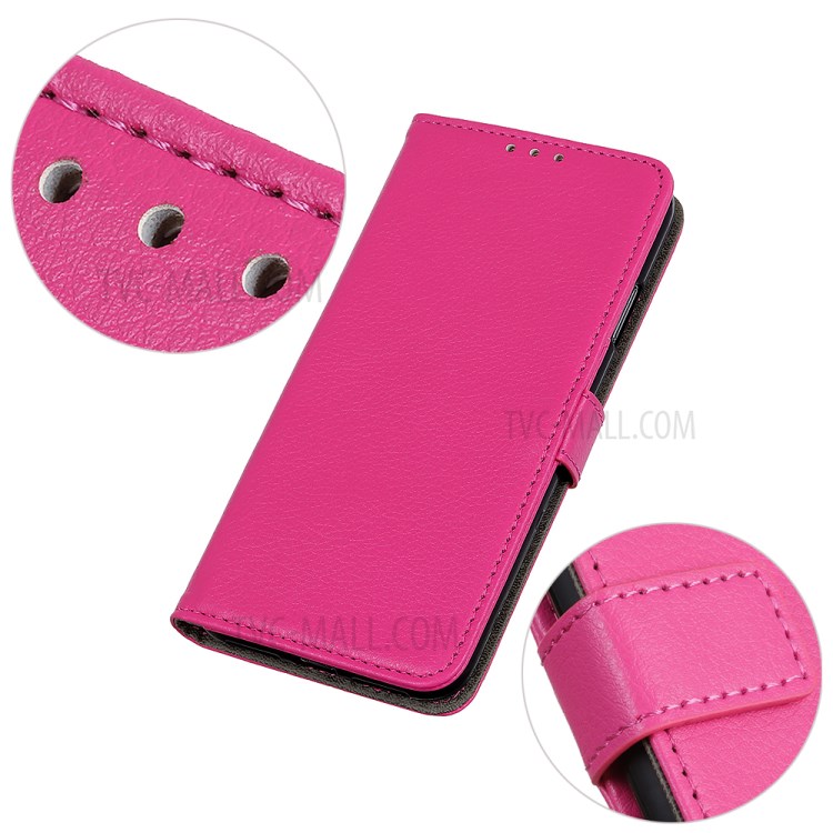 Litchi Skin Magnetic Leather Stand Case for Samsung Galaxy A22 4G (EU Version) - Pink-9