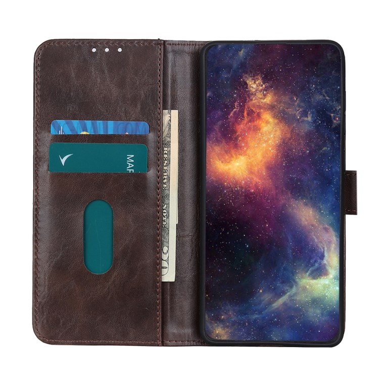 Tri-Color Braid Design Stand Wallet Leather Case Protective Cover for Samsung Galaxy A22 4G (EU Version) - Brown-3