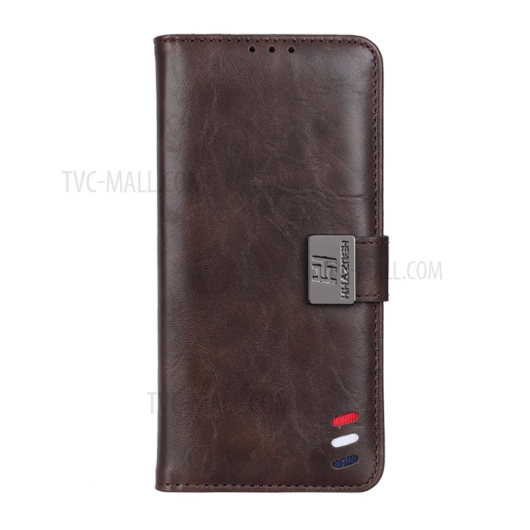 Tri-Color Braid Design Stand Wallet Leather Case Protective Cover for Samsung Galaxy A22 4G (EU Version) - Brown-6