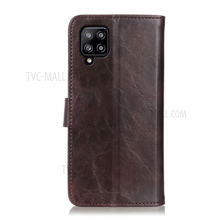 Tri-Color Braid Design Stand Wallet Leather Case Protective Cover for Samsung Galaxy A22 4G (EU Version) - Brown-8