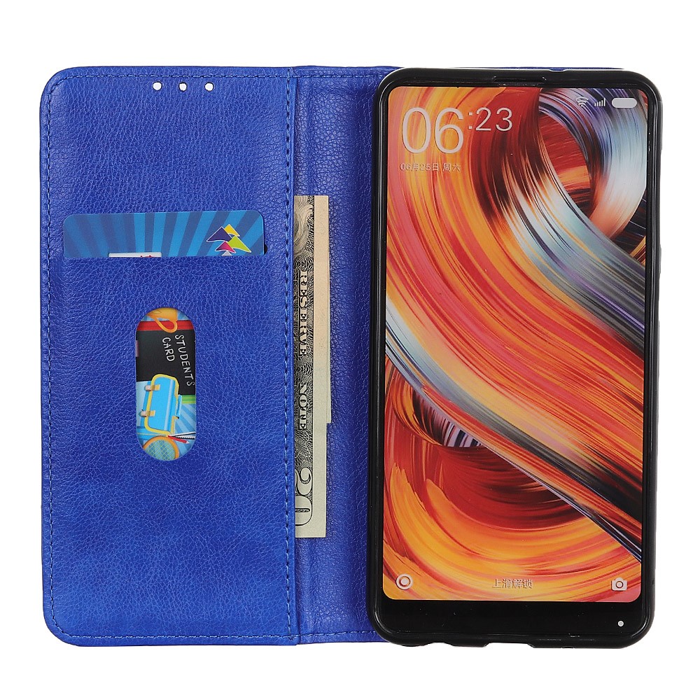 Auto-absorbed Litchi Texture Split Leather Wallet Stand Case Cover for Samsung Galaxy A22 4G (EU Version) - Blue-3