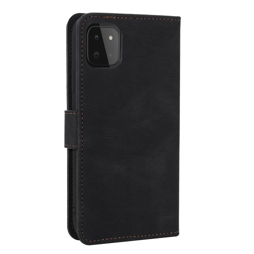 Splicing Stitching Skin-touch PU Leather Case Stand Protector Cover for Samsung Galaxy A22 5G (EU Version) - Black-3