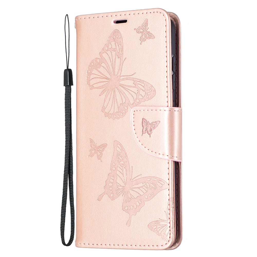 Empreinte de Support de Portefeuille de Papillons Pour Samsung Galaxy S21 fe - or Rose-2