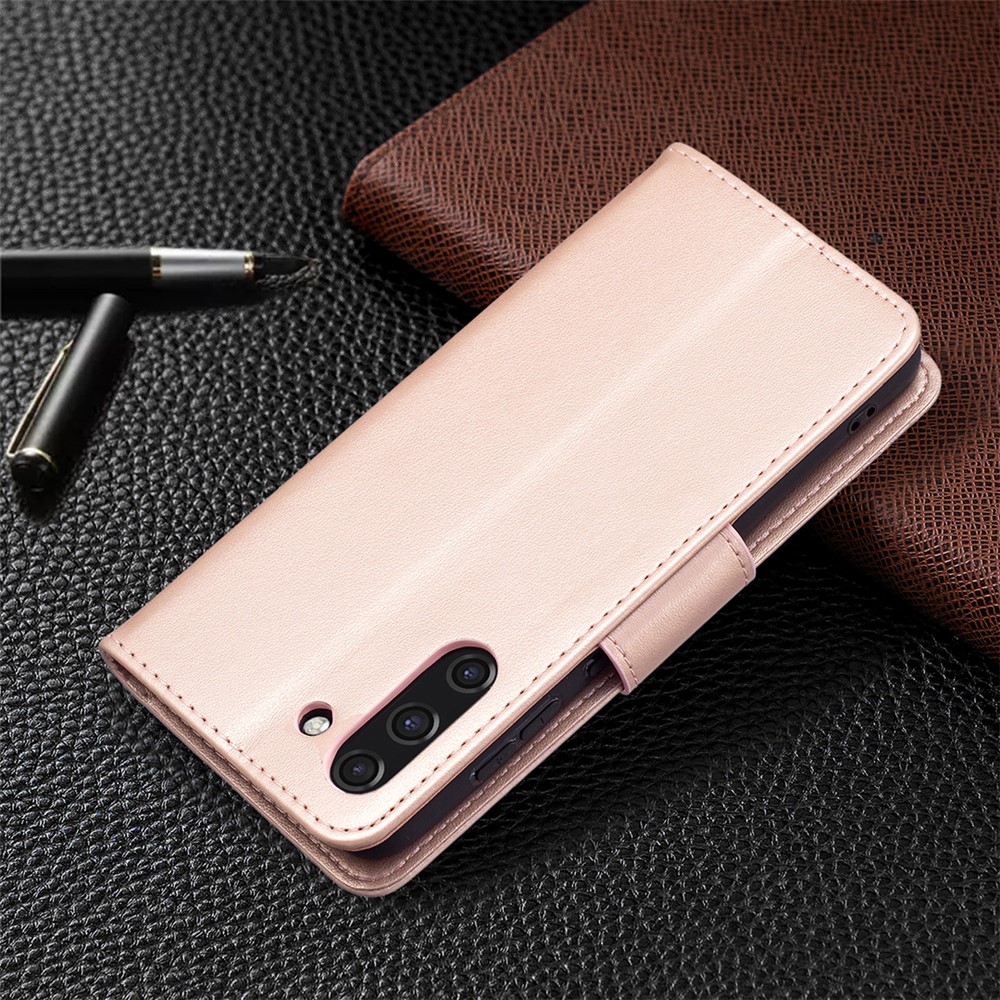 Custodia In Pelle Con Portafoglio Farfalla In Pelle Per Samsung Galaxy S21 FE / S21 Lite. - Oro Rosa-7