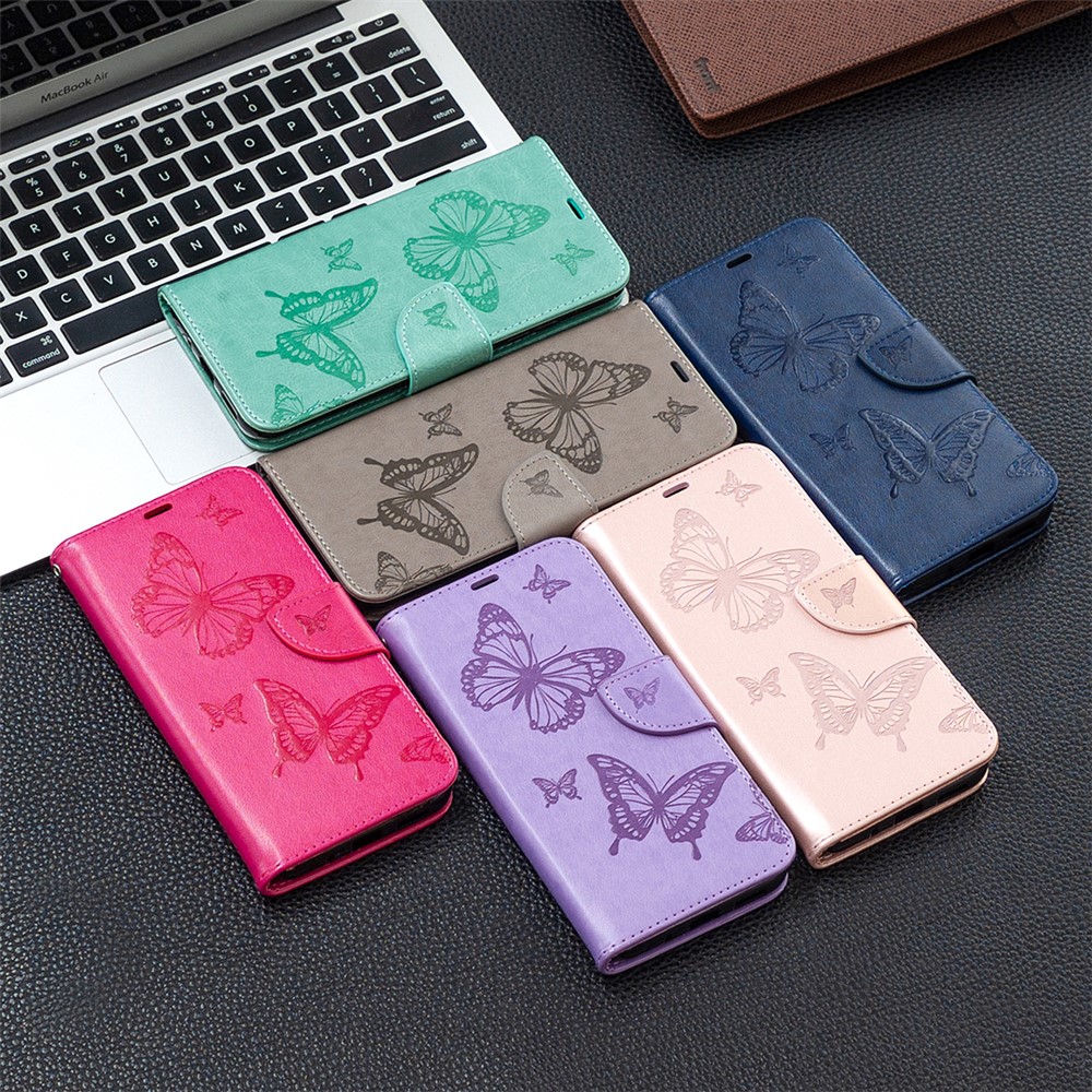 Empreinte de Support de Portefeuille de Papillons Pour Samsung Galaxy S21 fe - or Rose-8