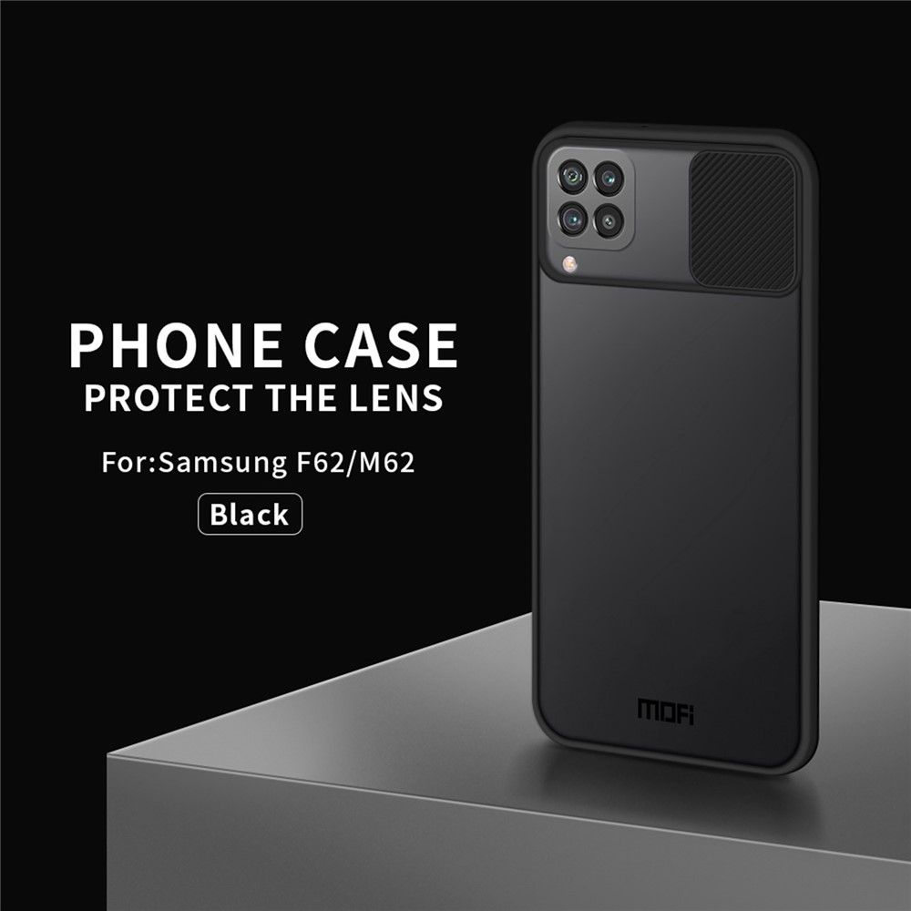 MOFI XINDUN Series Shock-Absorbed Slide Lens Protective Cover Design Hybrid Phone Case for Samsung Galaxy F62/M62 - Black-3
