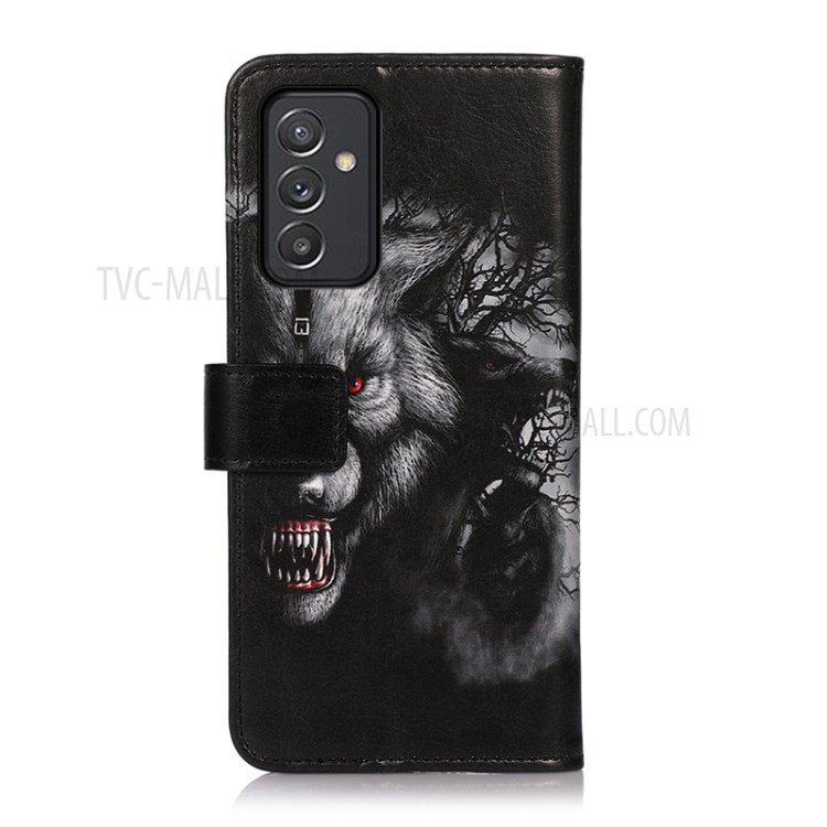 Pattern Printing Wallet Stand Leather Protector Cover for Samsung Galaxy A82 5G Case - Fierce Wolf-3