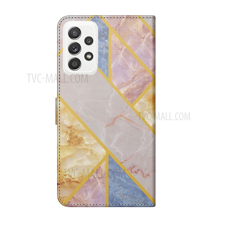 Marble Pattern Printing Leather Case Wallet Stand Design Phone Shell for Samsung Galaxy A32 5G - Rose Gold / Gold / Blue-3