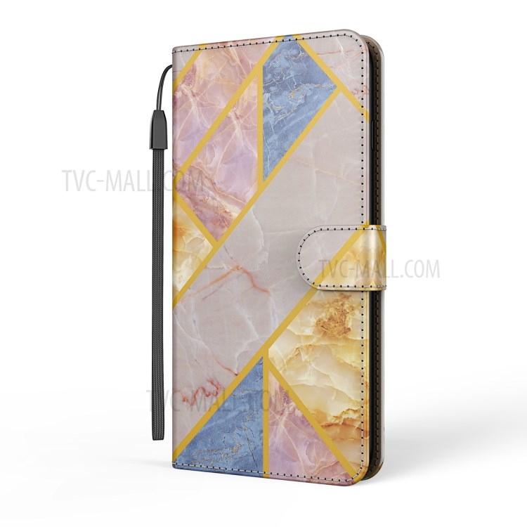 Marble Pattern Printing Leather Case Wallet Stand Design Phone Shell for Samsung Galaxy A32 5G - Rose Gold / Gold / Blue-5