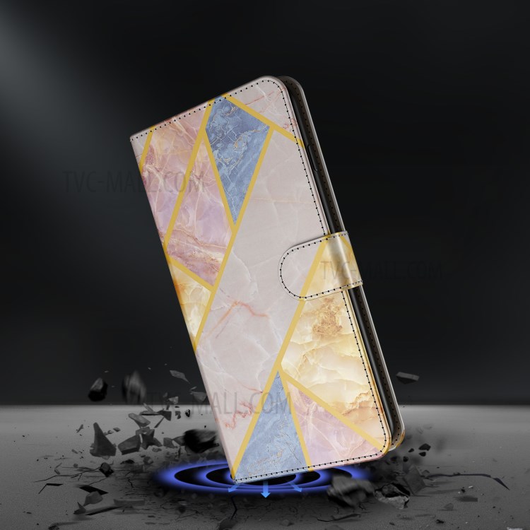 Marble Pattern Printing Leather Case Wallet Stand Design Phone Shell for Samsung Galaxy A32 5G - Rose Gold / Gold / Blue-6