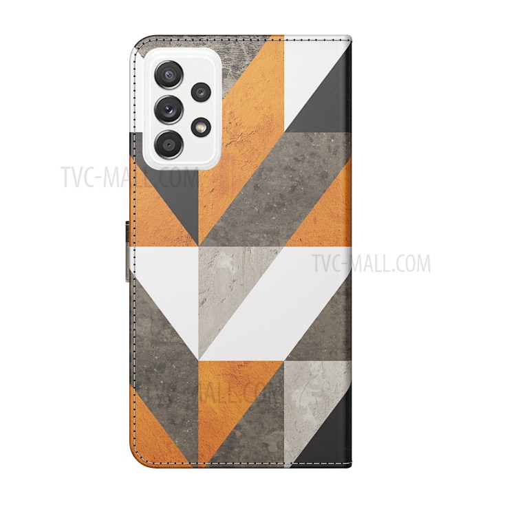 Marble Pattern Printing Leather Case Phone Protector Wallet Stand Shell for Samsung Galaxy A52 5G/4G - Triangle and Rhombus-3