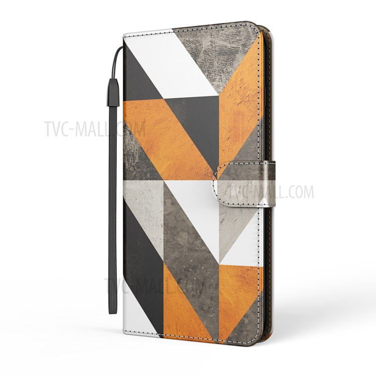 Marble Pattern Printing Leather Case Phone Protector Wallet Stand Shell for Samsung Galaxy A52 5G/4G - Triangle and Rhombus-5