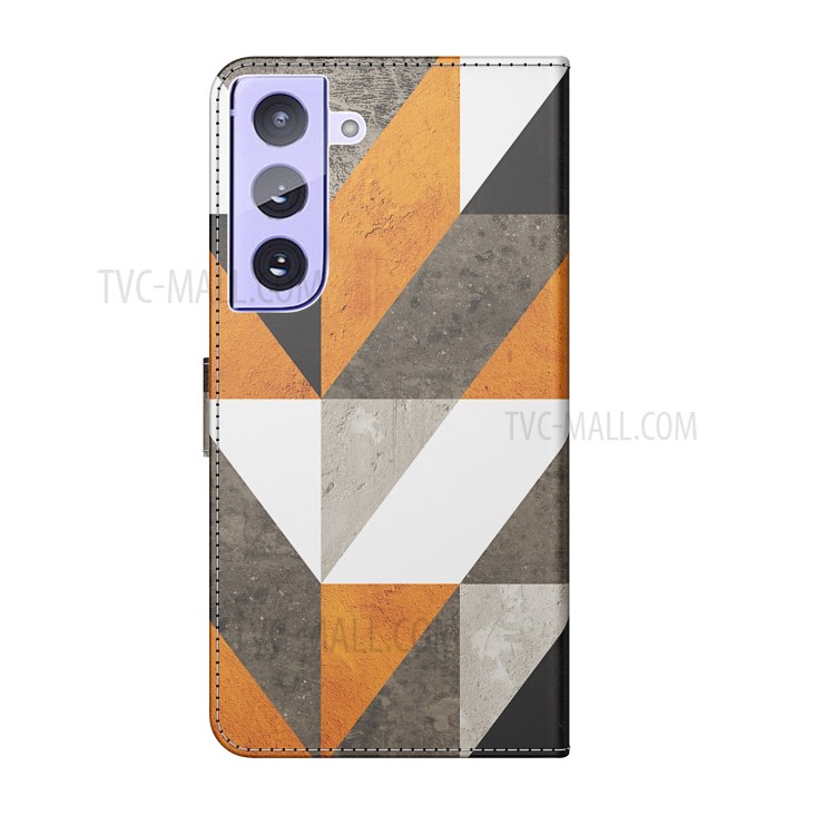 Marble Pattern Printing Wallet Leather Case with Strap for Samsung Galaxy S21+ 5G Stand Cover - Quadrangle and Triangle-3