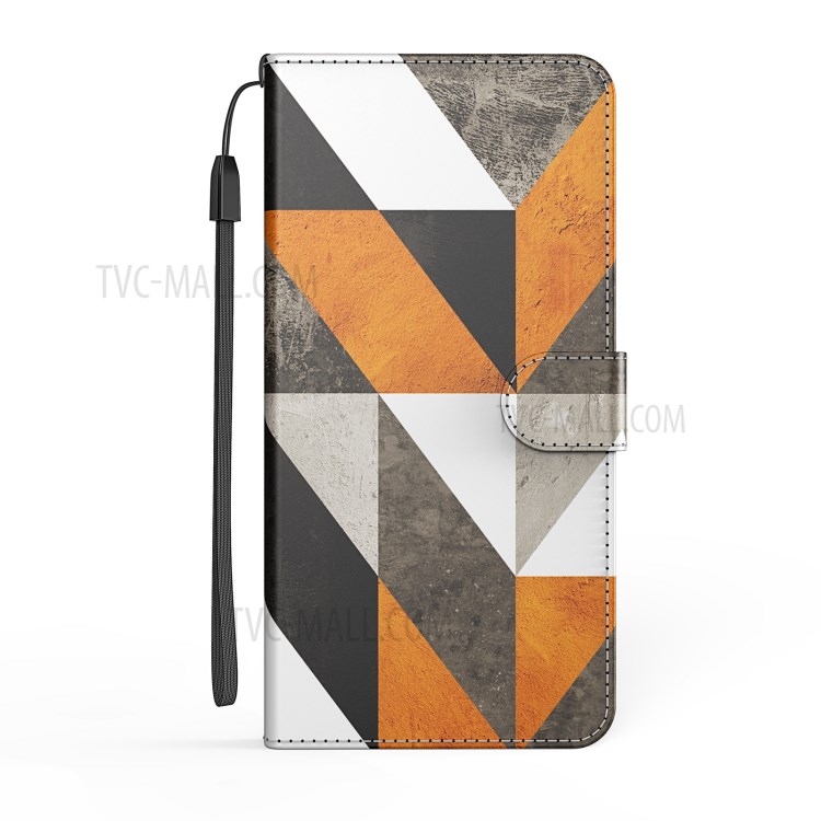 Marble Pattern Printing Wallet Leather Case with Strap for Samsung Galaxy S21+ 5G Stand Cover - Quadrangle and Triangle-4