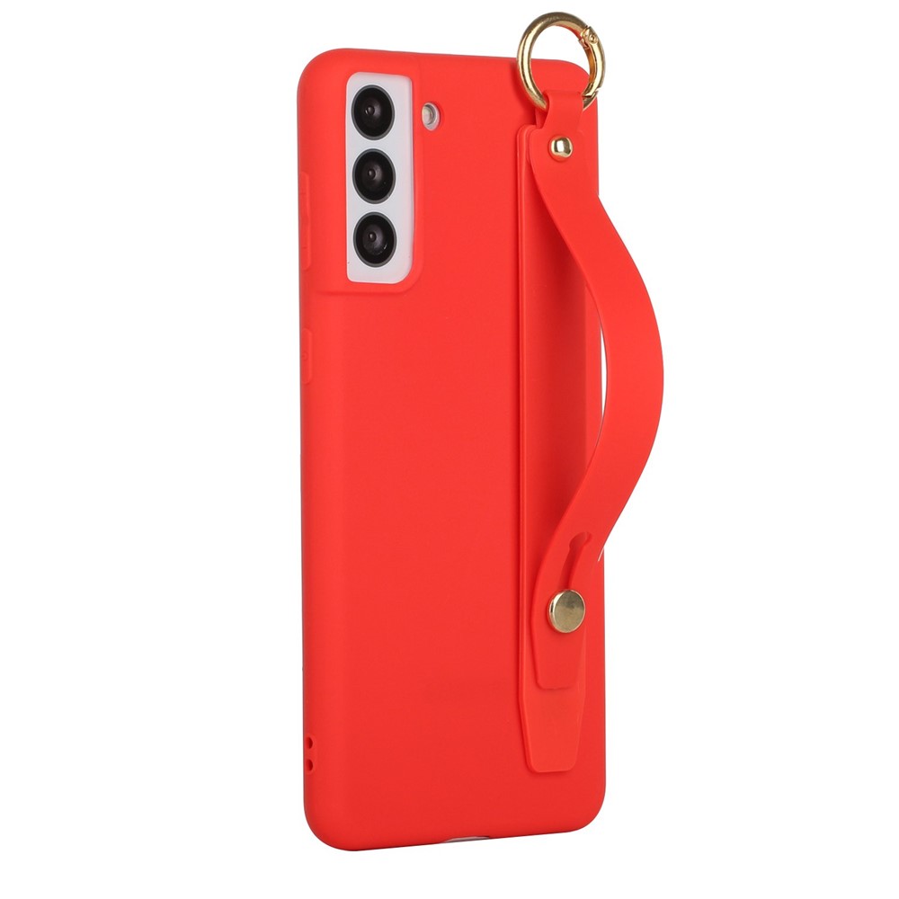 Well-Protected TPU Case with Kickstand Hand Strap for Samsung Galaxy S21+ 5G - Red-2