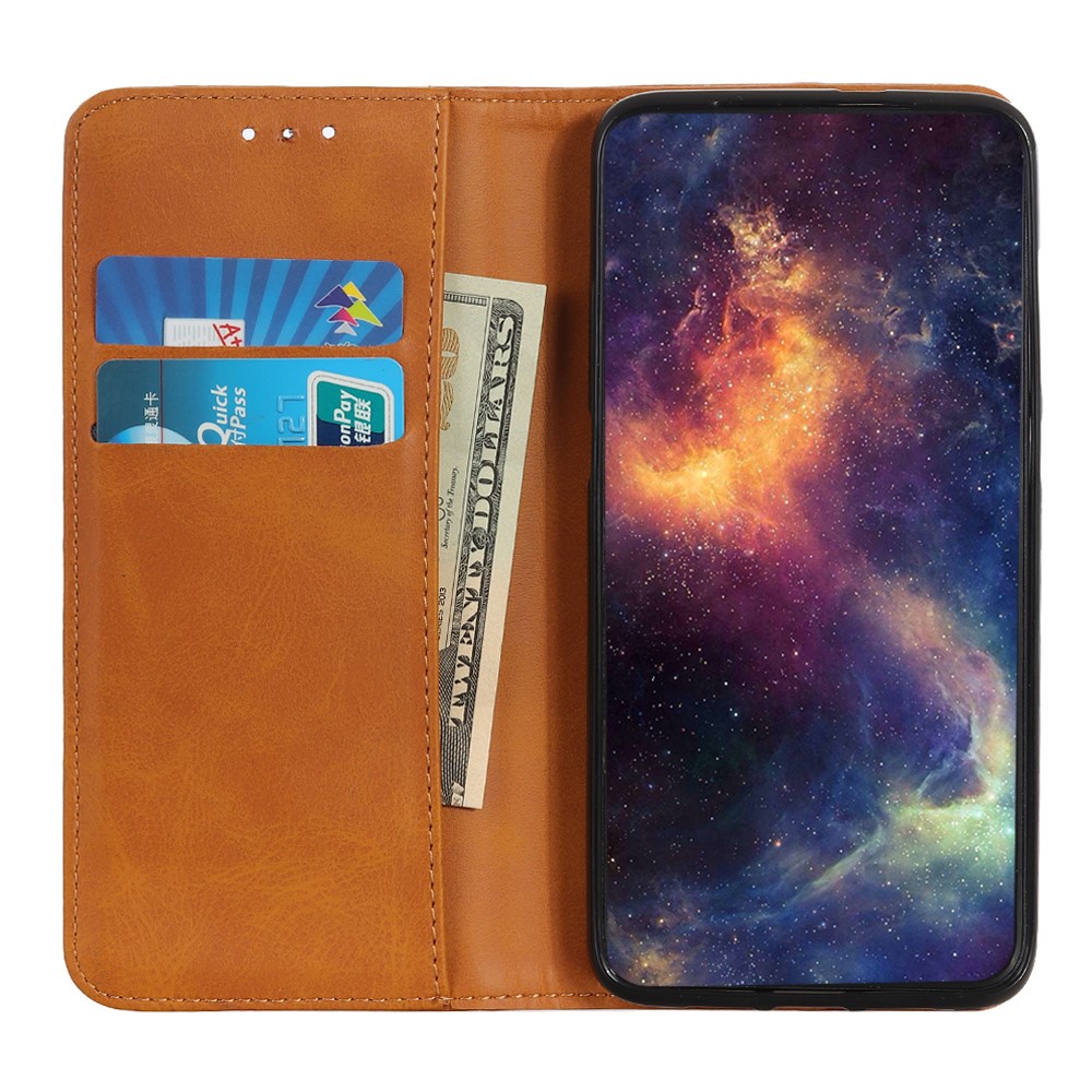 Magnetic Closure Split Leather Phone Case Shell Wallet Stand Cover for Samsung Galaxy A22 5G (EU Version) - Brown-3
