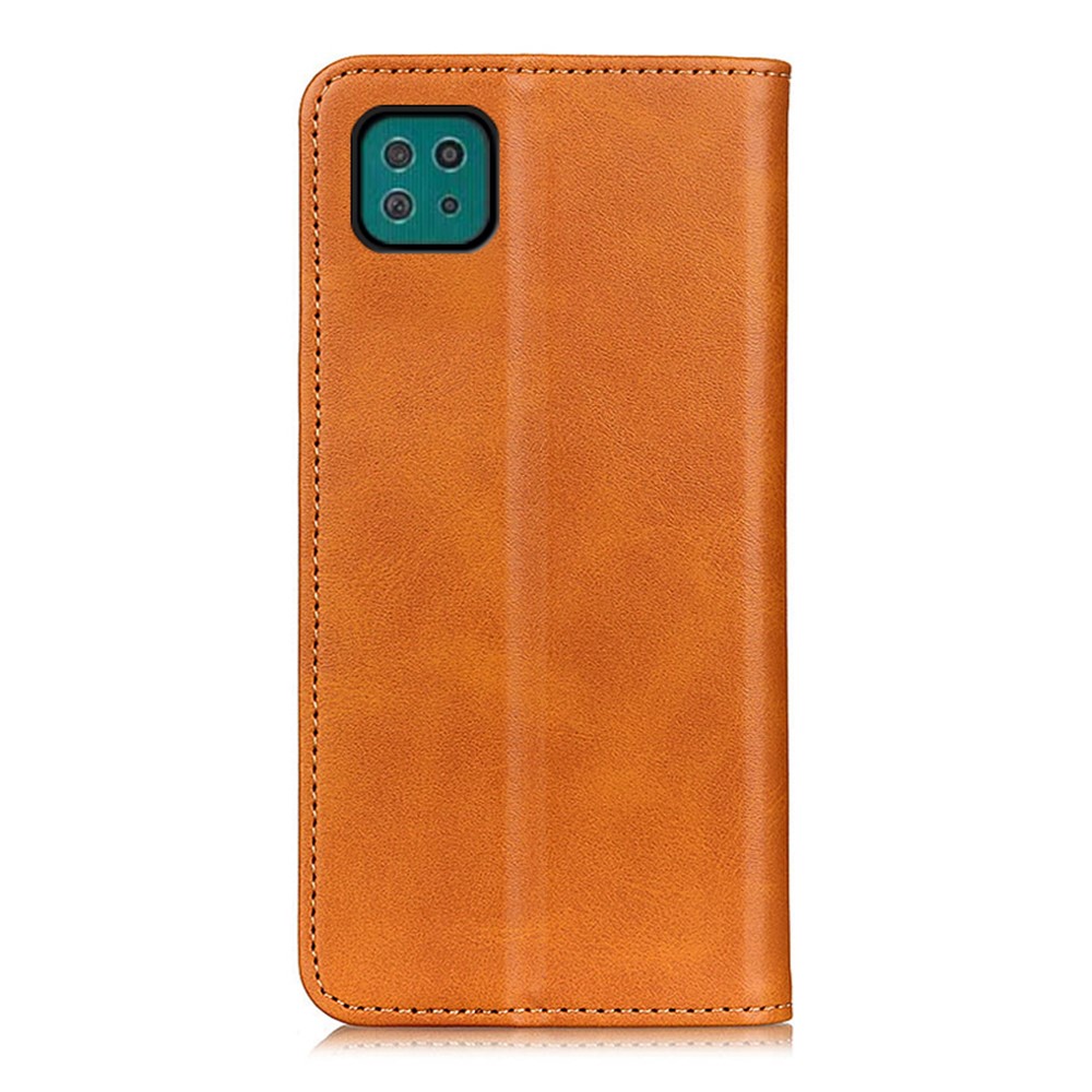 Magnetic Closure Split Leather Phone Case Shell Wallet Stand Cover for Samsung Galaxy A22 5G (EU Version) - Brown-8