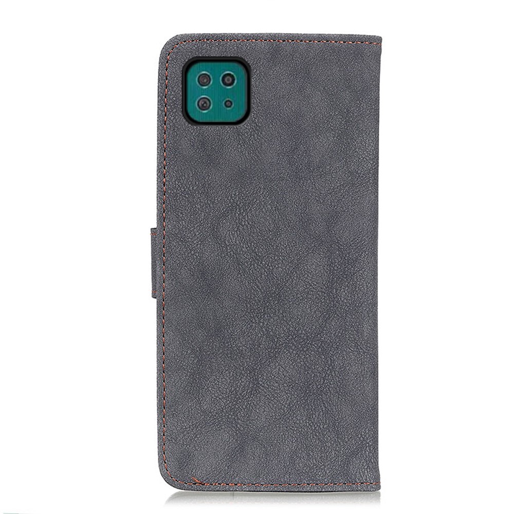 KHAZNEH Retro Style Split Leather Wallet Design Phone Case for Samsung Galaxy A22 5G (EU Version) - Black-5