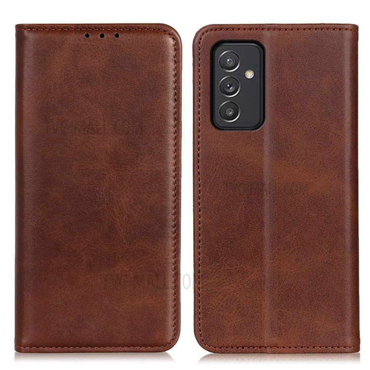 Magnetic Closure Split Leather Wallet Stand Phone Case for Samsung Galaxy A82 5G - Coffee-1