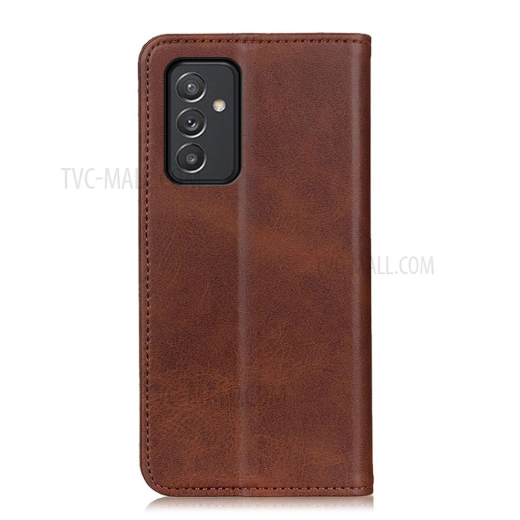 Magnetic Closure Split Leather Wallet Stand Phone Case for Samsung Galaxy A82 5G - Coffee-4