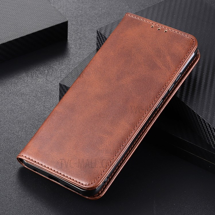 Magnetic Closure Split Leather Wallet Stand Phone Case for Samsung Galaxy A82 5G - Coffee-5