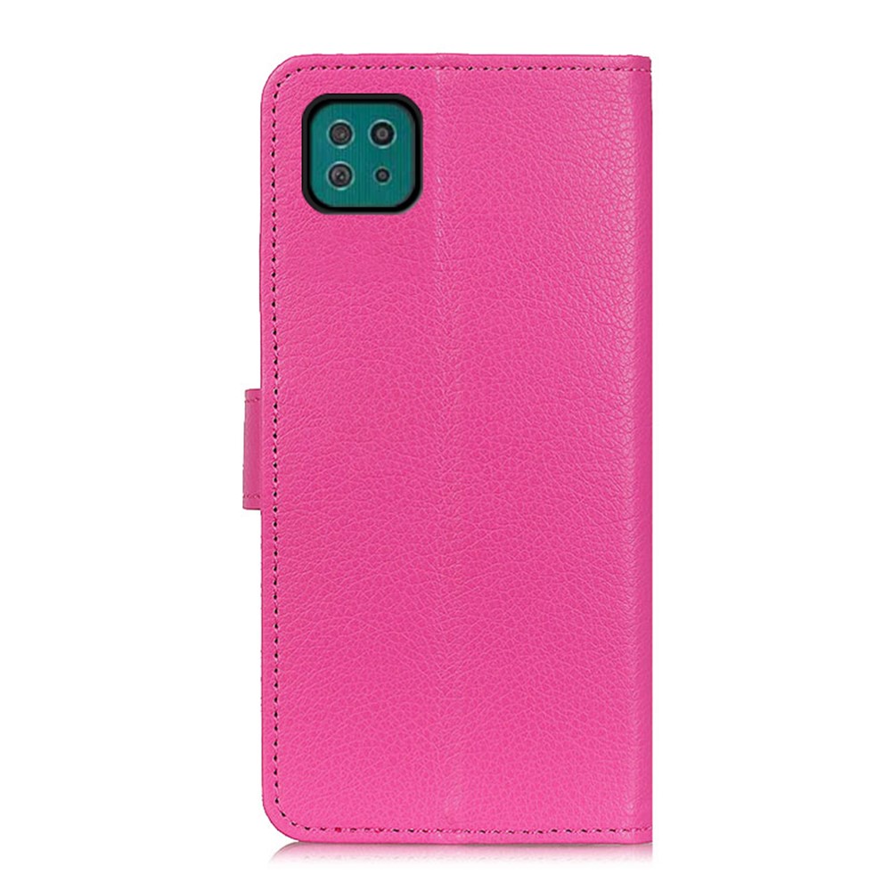 Classic Style Litchi Texture PU Leather Wallet Mobile Phone Case for Samsung Galaxy A22 5G (EU Version) - Rose-4