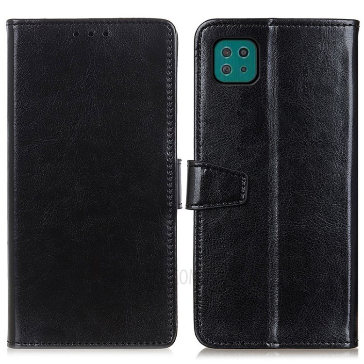 Full Protection Wallet Stand Design Leather Protective Case for Samsung Galaxy A22 5G (EU Version) - Black-1