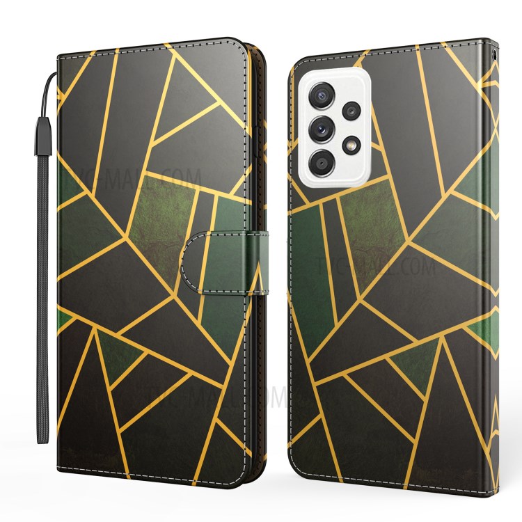 Pattern Printing Marble Leather Mobile Casing Case Wallet for Samsung Galaxy A52 4G / 5G - Black / Irregular Figure-1