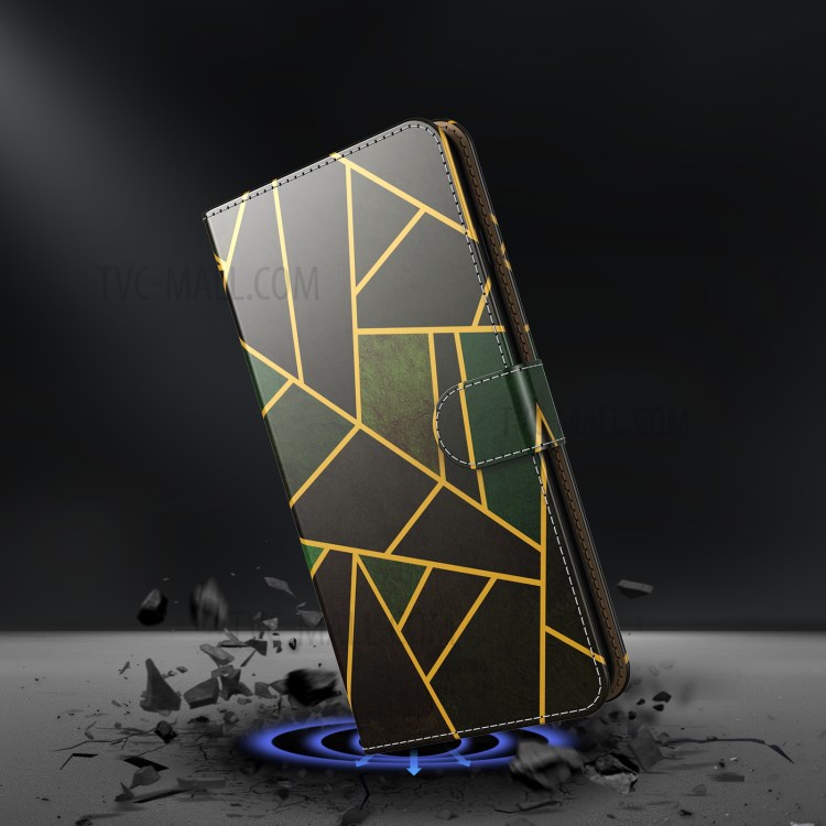 Pattern Printing Marble Leather Mobile Casing Case Wallet for Samsung Galaxy A52 4G / 5G - Black / Irregular Figure-7
