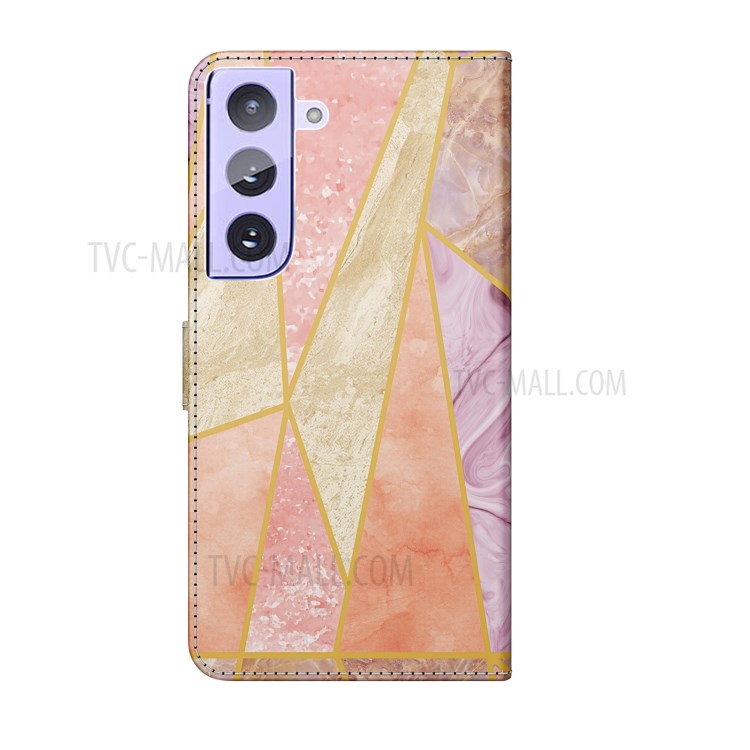 Marble Pattern Handy Strap Wallet Stand Leather Protection Case for Samsung Galaxy S21 5G - Style A-5