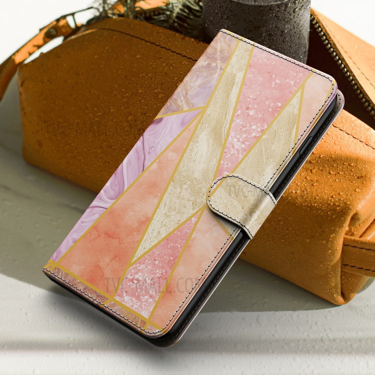 Marble Pattern Handy Strap Wallet Stand Leather Protection Case for Samsung Galaxy S21 5G - Style A-7