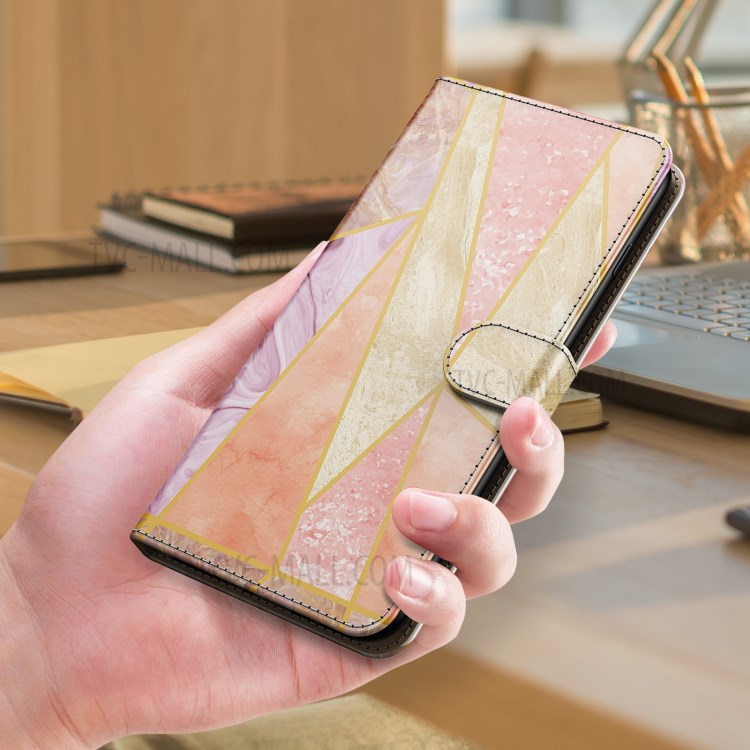 Marble Pattern Protective Leather Wallet Case with Stand for Samsung Galaxy S21+ 5G - Orange / Gold-8