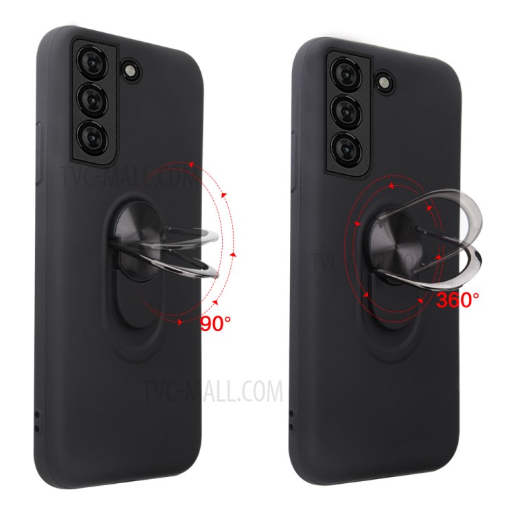Cassa Del Telefono Ibrido PC + TPU Staccabile Con Cavalletto Per Anello Per Finger Elettroplating Per Samsung Galaxy S21 + 5G - Nero-2