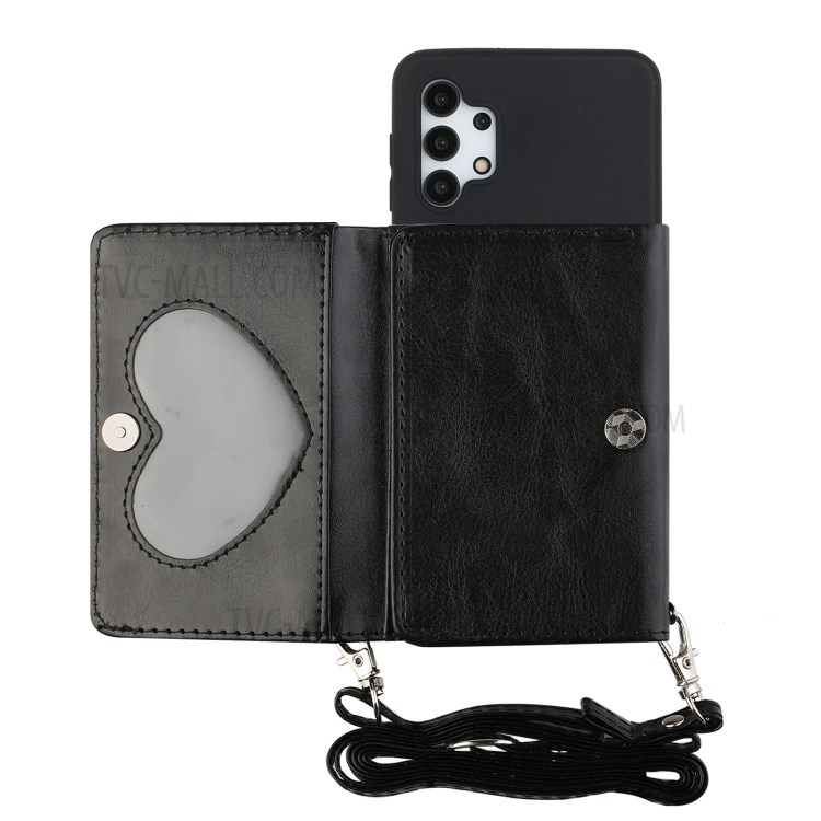 Card Bag Style Kickstand PU Leather + TPU Case for Samsung Galaxy A32 5G - Black-1