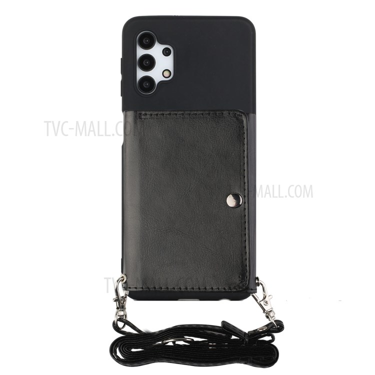 Card Bag Style Kickstand PU Leather + TPU Case for Samsung Galaxy A32 5G - Black-2