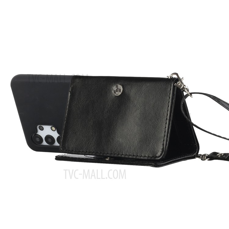 Card Bag Style Kickstand PU Leather + TPU Case for Samsung Galaxy A32 5G - Black-4