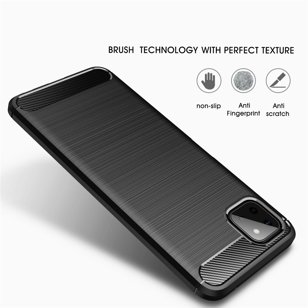 Flexible TPU Phone Protector Case Brushed Carbon Fiber Texture Cover for Samsung Galaxy A22 5G (EU Version) - Black-6