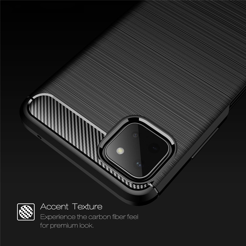 Flexible TPU Phone Protector Case Brushed Carbon Fiber Texture Cover for Samsung Galaxy A22 5G (EU Version) - Black-7