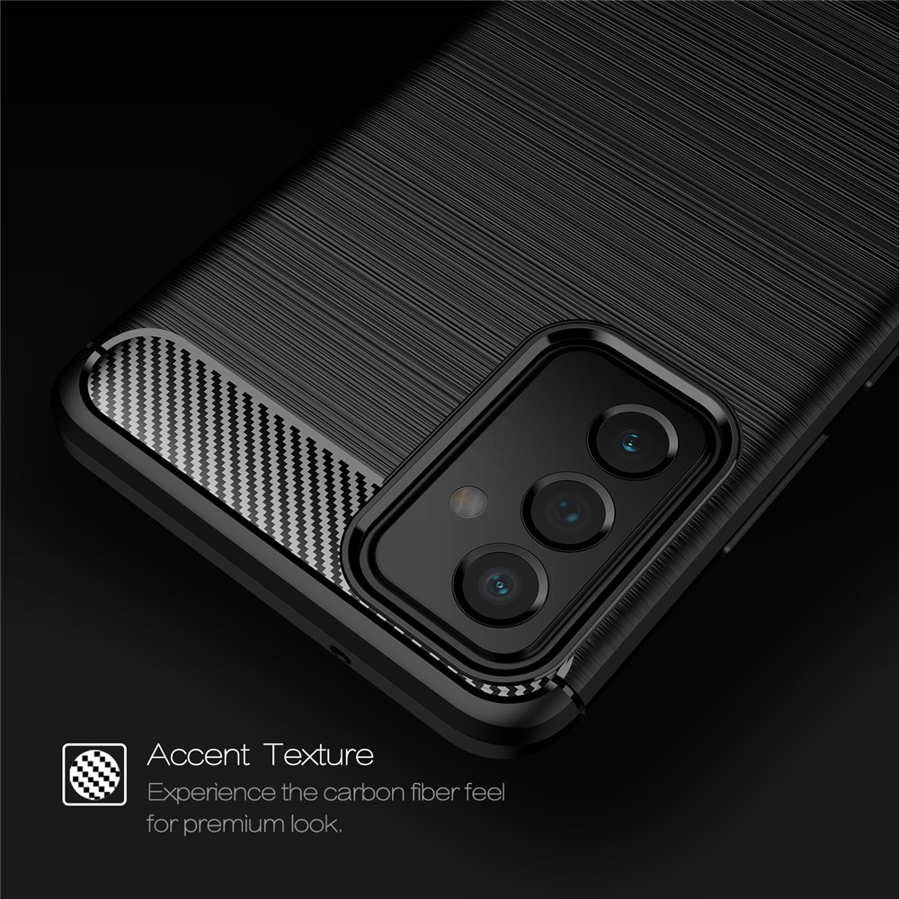 Flexible TPU Phone Protector Case Brushed Carbon Fiber Texture Cover for Samsung Galaxy A82 5G - Black-4