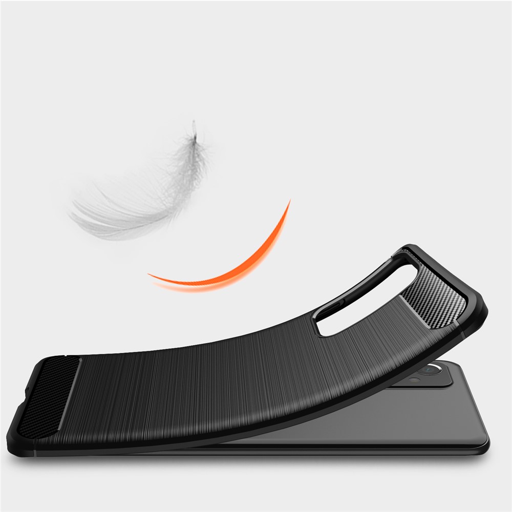 Flexible TPU Phone Protector Case Brushed Carbon Fiber Texture Cover for Samsung Galaxy A82 5G - Black-6