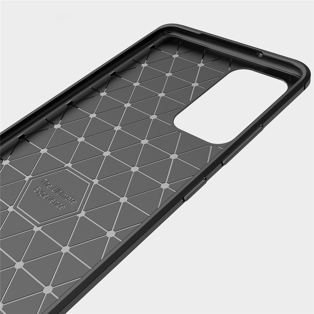Flexible TPU Phone Protector Case Brushed Carbon Fiber Texture Cover for Samsung Galaxy A82 5G - Black-8