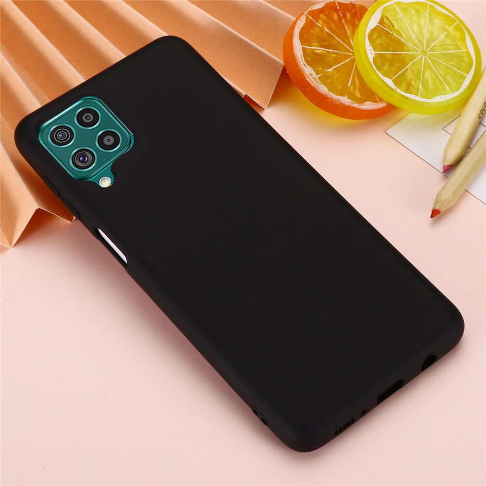 Liquid Silicone Soft Cover Case with Handy Strap for Samsung Galaxy F62/M62 - Black-2