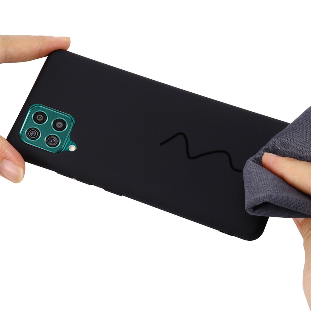 Liquid Silicone Soft Cover Case with Handy Strap for Samsung Galaxy F62/M62 - Black-3
