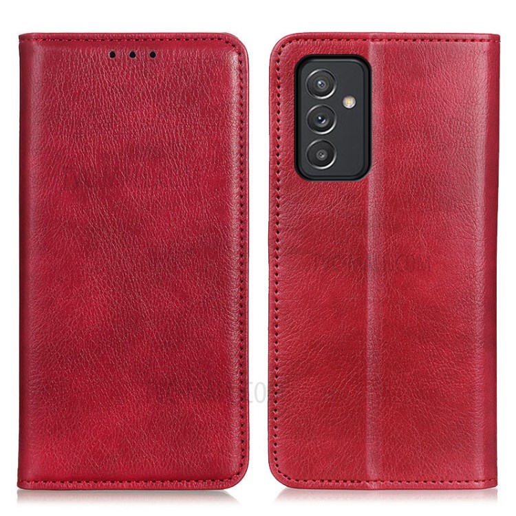 Auto-absorbed Litchi Texture Split Leather Case Stand Cover with Wallet for Samsung Galaxy A82 5G - Red-1