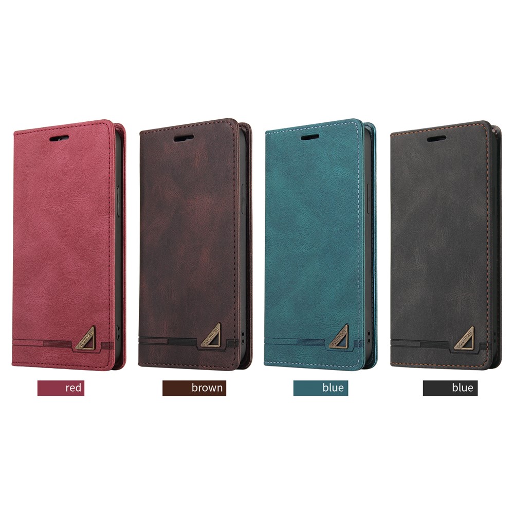 GQ.UTROBE Auto- absorbed Quality Leather Phone Shell Case with Anti-theft Swiping Design for Samsung Galaxy S21 FE - Black-11