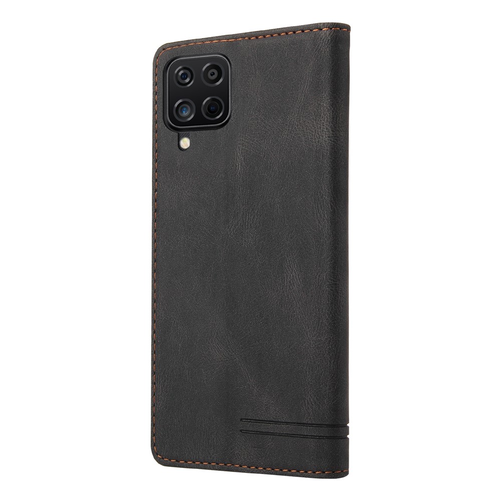 GQ.UTROBE Auto- absorbed Quality Leather Phone Shell Case with Anti-theft Swiping Design for Samsung Galaxy A12 - Black-9