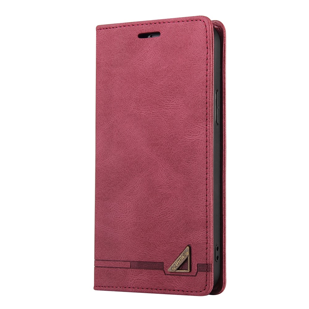 GQ.UTROBE Auto- absorbed Quality Leather Phone Shell Case with Anti-theft Swiping Design for Samsung Galaxy A32 4G - Wine Red-5