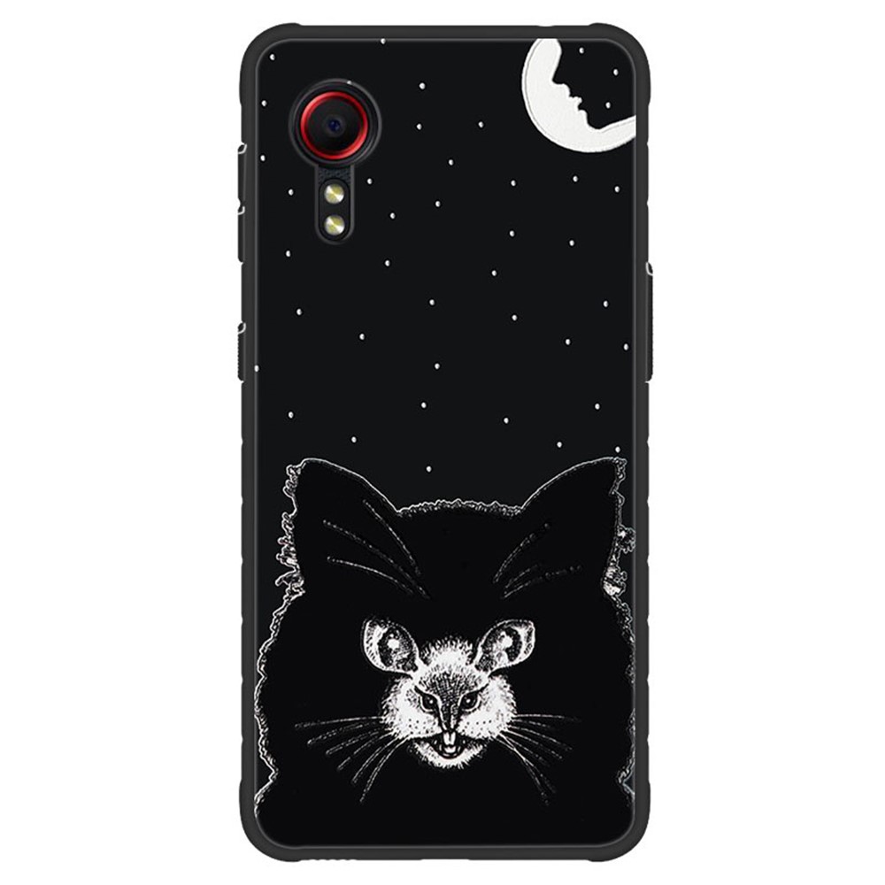 Stylish Pattern Printing Embossed TPU Phone Cover for Samsung Galaxy Xcover 5 - Black Cat-1